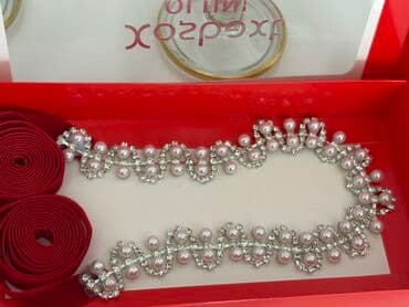 Zərif gəlin kəmərləri və bəzək lentləri - Model: kristal və mirvari