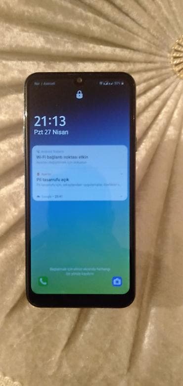 təlfon: LG K40S, rəng - Mavi, Barmaq izi — 1