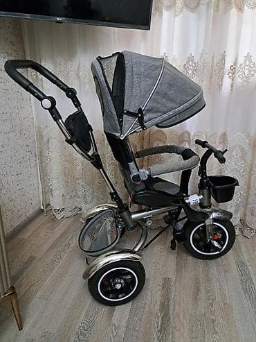Uşaq üçtəkərli velosipedi – valideyn idarəetməsi və günqoruyucu tentlə