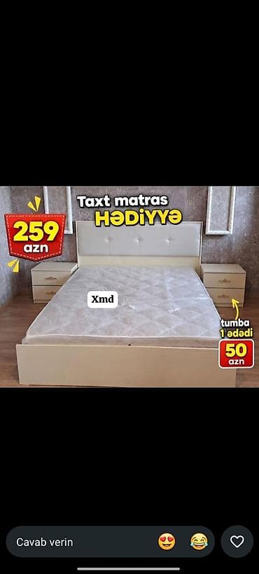 carpayi tek: İkinəfərlik çarpayı, 2 tumba, Yeni — 1