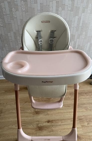 Игрушки: Peg Perego yemək stulu - Rəng: açıq krem oturacaq, pudra-çəhrayı — 3
