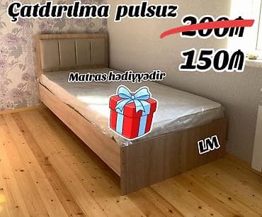 Ev üçün mebel: Yeni, Təknəfərlik çarpayı, Matras ilə — 2