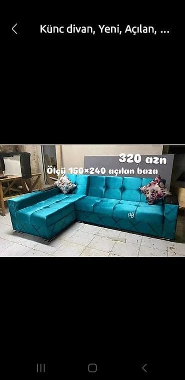 pufik divan: Künc divan, Yeni, Açılan, Bazalı, Parça — 1