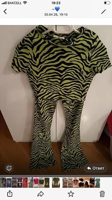 Zebra naxışlı iki hissəli dəst: - Rəng: açıq yaşıl üzərində qara zebra — 1