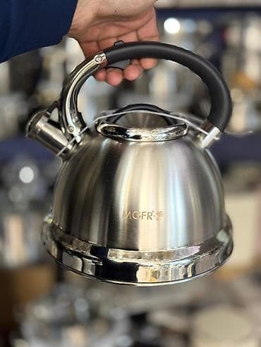 Yeni, rəng - Gümüşü, Çaydan, Paslanmayan polad, 3 l