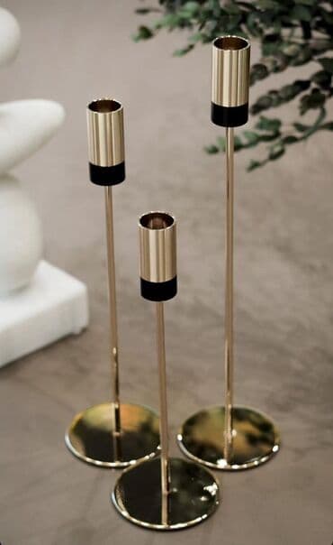 Daraq panellər: Metal şamdan dəsti – 3 ədəd - Dizayn: Uzun, incə gövdəli, dairəvi — 5