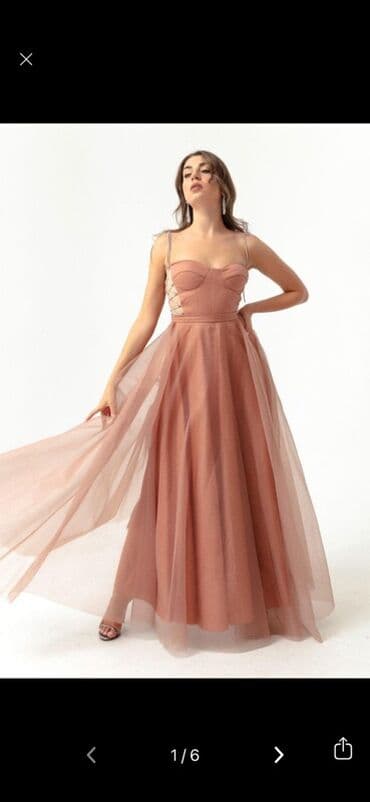 Свадебные платья и аксессуары: Məhsul: Zərif tül midi don - Rəng: Pudra/çəhrayı - Model: Korse tipli — 5