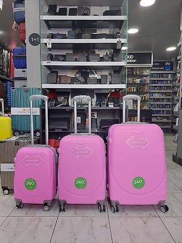 Çamadanlar: 3-lü səyahət çamadan dəsti – çəhrayı - Ölçülər: kiçik, orta və böyük — 1