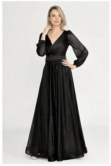 50 razmer don: Satılır! ✨ Zərif və parıltılı qara axşam donu (ziyafət geyimi). Don — 7