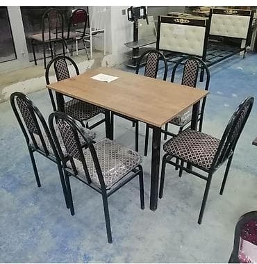 Mətbəx üçün, Yeni, Açılmayan, Dördbucaq masa, 6 stul