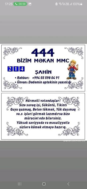 Digər tikinti xidmətləri: 444 Bizim Məkən MMC tərəfindən tikinti və təmir xidmətləri Xidmət — 1