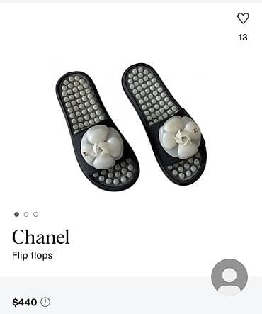 Orijinal Chanel flip-flop şleplər - Model: Chanel camellia bəzəkli — 1