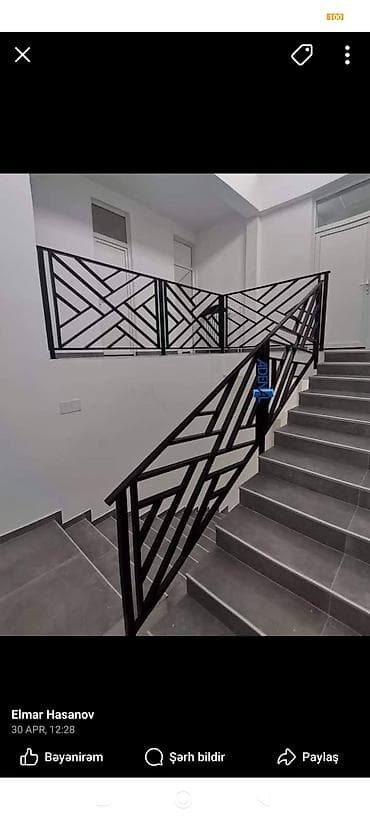 Pilləkən məhəccərləri: Müxtəlif dizaynlarda dəmir məhəccərlər. Pilləkənlər, eyvanlar və ya — 3