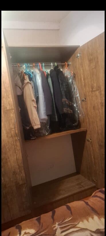 Rəflər: İşlənmiş, Açılan, 2 qapılı Düz dolab, Qarderob, paltar dolabı — 1