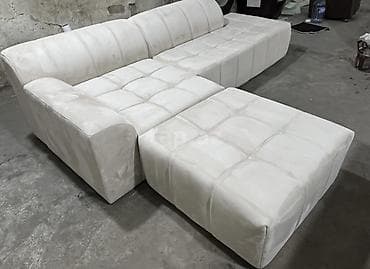 palet divan: Ağ rəngdə L formalı modul künc divan - Minimalist, müasir dizayn — 2