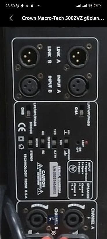 gücləndirici: Crown Macro-Tech 5002VZ gücləndirici - Professional səhnə və — 3