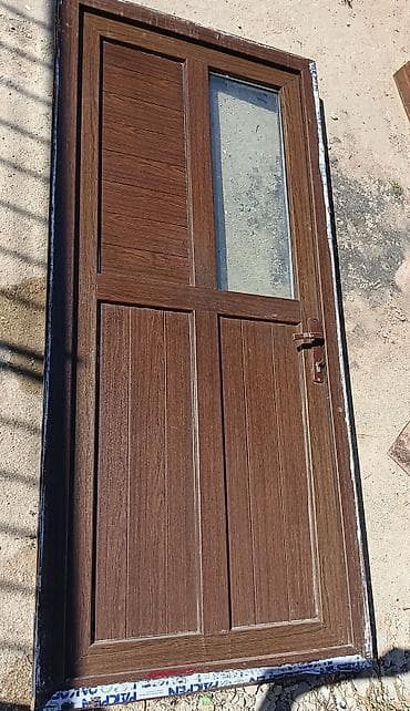 plastik ayna qapi: PVC giriş/qapı dəsti - Material: taxta teksturalı qəhvəyi PVC profil — 2