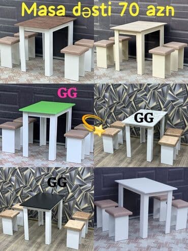 mətbəx ucun stol stullar: Mətbəx üçün, Yeni, Açılmayan, Kvadrat masa, 4 stul — 1
