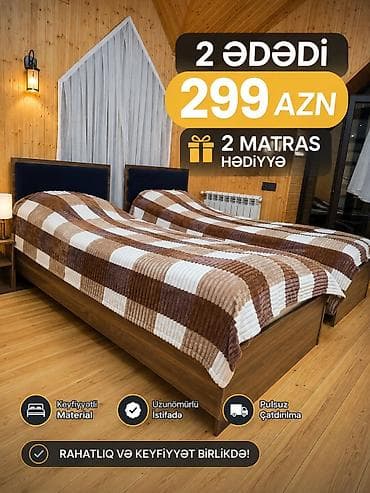 krovat: İkili tək nəfərlik çarpayı dəsti - 2 ədəd çarpayı: modern dizayn — 1