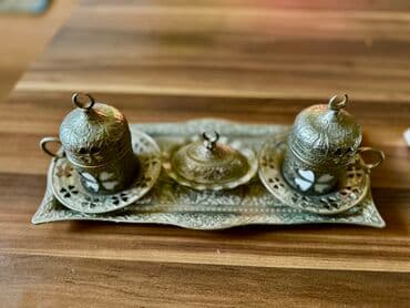 набор посуды: Qəhvə dəsti, rəng - Gümüşü, Metal, 2 nəfərlik, Türkiyə — 2