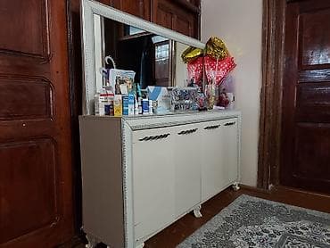 Aynalı bufet/konsol dəsti - Rəng: açıq krem/bez - Material: möhkəm