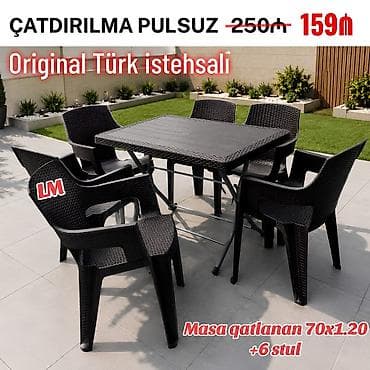 Yeni Plastik masa dəsti📌 Türk istehsalı masa + 4stul 📌 Qiymət: 159₼ — 1
