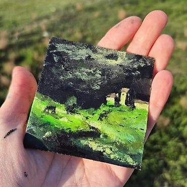 Miniatür akril boya tablo – “Yaşıl Təpələr” - Orijinal əl işi mini lalafo.az -da Miniatür akril boya tablo – “Yaşıl Təpələr” - Orijinal əl işi mini