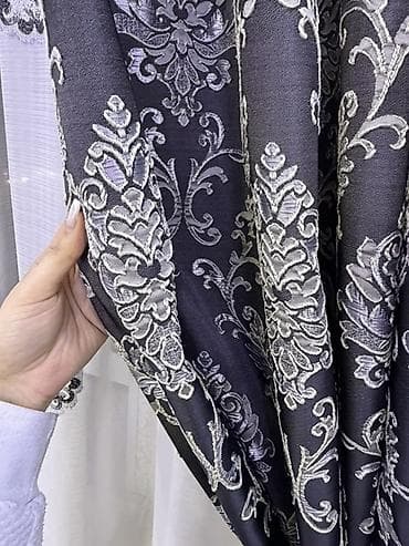 Шторы и жалюзи: Klassik naxışlı pərdə dəsti - Tərkib: Qalın dekorativ pərdə + tül - — 2