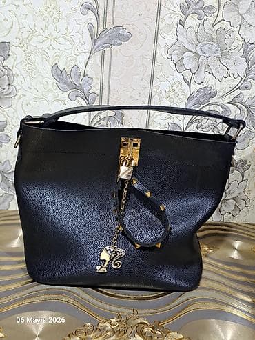 michael kors canta qiyməti: Qara qadın çantası -astarli çanta deyil - Material: xırda dənəli — 2