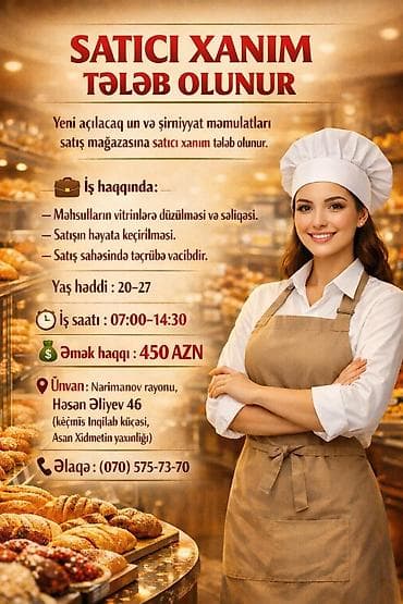 Satış məsləhətçisi tələb olunur, Yalnız qadınlar üçün, Aylıq ödəniş lalafo.az -da Satış məsləhətçisi tələb olunur, Yalnız qadınlar üçün, Aylıq ödəniş