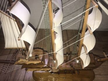 şuşa maketi: Taxta yelkənli gəmi maketi - Material: cilalanmış ağac, ip və şəbəkə — 3