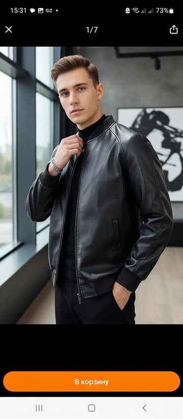 qaqa stili: Məhsul: Kişi üçün qara rəngli süni dəri bomber/kurtka Ölçü: L — 1