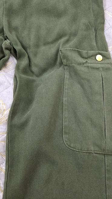 Мужская одежда: Комбат Мужские брюки, Zara, M, цвет - Зеленый — 7