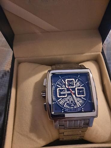 Kişi qol saatı – kvadrat korpuslu, mavi sfera - Paslanmayan poladdan — 1