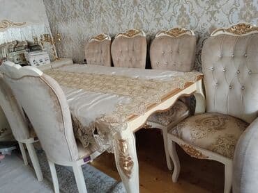 kafel qiymetleri 2022: Qonaq otağı üçün, İşlənmiş, Açılmayan, Oval masa, 6 stul — 5