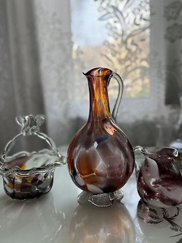 hermes tekstil: Rəngli üfədilmiş şüşə dəst - Tərkib: 3 parça dekorativ şüşə məmulatı — 1