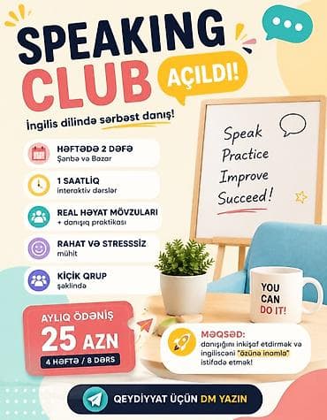 saz kursu: Xarici dil kursu, İngilis dili, Böyüklər üçün, Danışıq klubu — 1