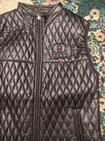 kişi dəri godəkcələr: Jilet, Gucci, M, rəng - Qara — 1