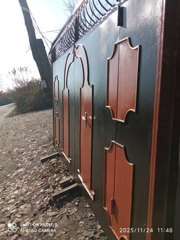 Лакокрасочные материалы: Б/у Железо Дворовые ворота, Распашные, Механические, С дверью, цвет - Черный, Нет кредита, Платная доставка — 3