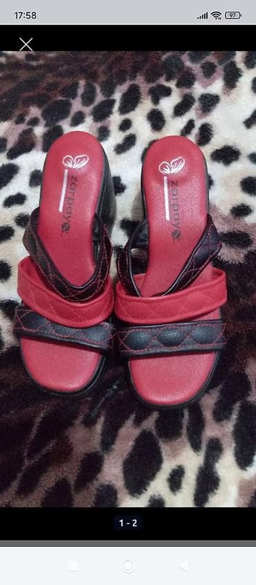 vozol star 20000: Qadın üçün “Zarpay” brend sandaleti - Rəng: qırmızı-qara - Model — 5