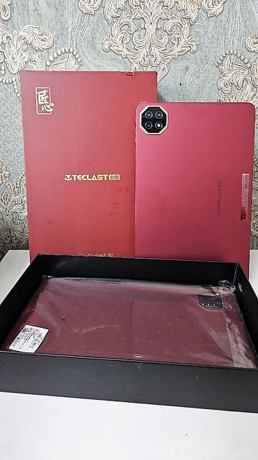 ipad planşet: Teclast T60 AI planşet – qırmızı korpuslu, çoxkameralı arxa modul ilə — 1