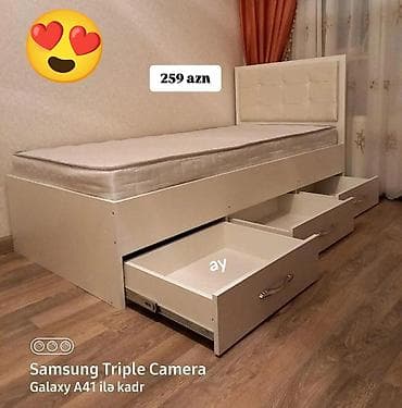 Yeni, Təknəfərlik çarpayı, Bazasız, Matras ilə, Siyirməli