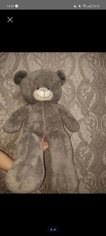 oyuncaq pisik: Böyük ölçülü yumşaq oyuncağ ayı - Rəng: tünd-boz - Material: yumşaq — 2