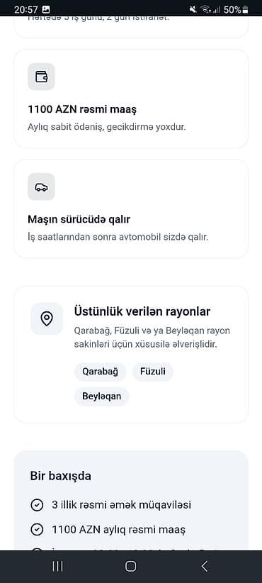 aile surucusu 2023: Şirkət sürücüsü tələb olunur, 5/2, İstənilən yaş, Aylıq ödəniş — 6