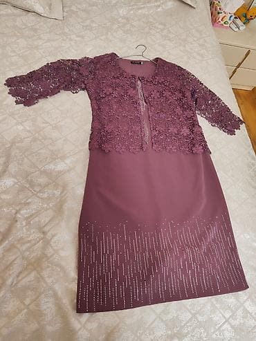 mirvari reng: ALZARA Line brendi – bənövşəyi/ərik tonlarında zərif paltar - Model — 1