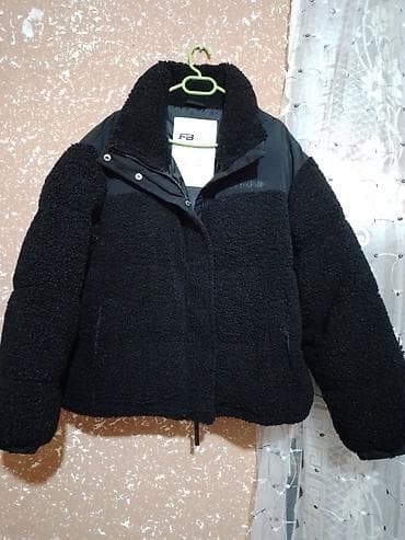balonka kurtkalar 2019: Qara rəngli qışlıq kürk/şerpa teksturalı jaket - Material: yumşaq — 1