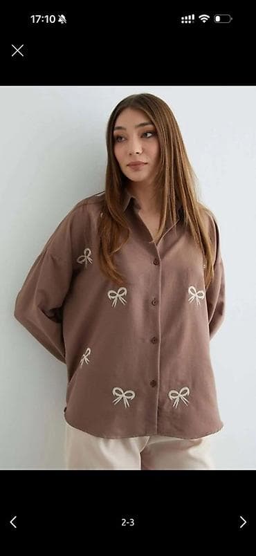 honor smart: Qadın köynəyi – rəng (taupe/qəhvəyi ton), üzərində krem rəngli — 2