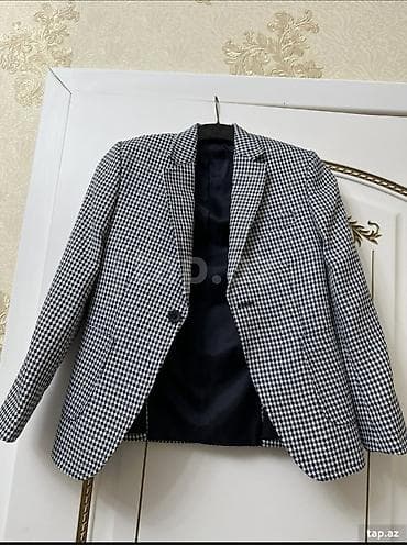 qara jaket: Məhsul: Qara-ağ “houndstooth” naxışlı pencək - Stil: Klassik — 2