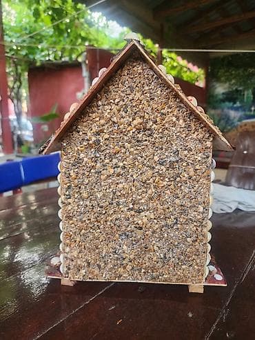 balaca ev dizaynlari: Dekorativ quş evi – əl işidir - Materiallar: təbii çınqıl daşları — 6