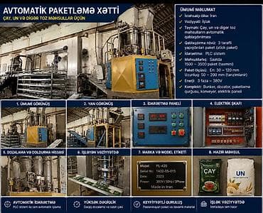 Avtomatik paketləmə xətti – çay, un və digər toz məhsullar üçün nezrde lalafo.az -da Avtomatik paketləmə xətti – çay, un və digər toz məhsullar üçün nezrde